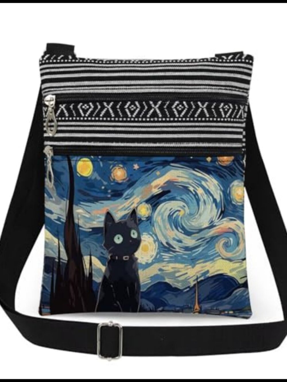 Cat Crossbody Bag Adjustable Strap Polyester Cat Lover Purse